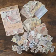 コラージュ素材 大量 まとめ売り アンティーク 紙モノ シール 合計100枚
