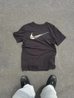 90s 00s nike tシャツ デカロゴ カモフラ 短丈 フェード y2k