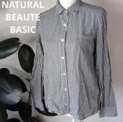 NATURAL BEAUTY BASIC ギンガムチェックシャツ 　キュプラ混のサムネイル