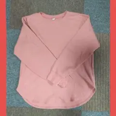 UNIQLO ユニクロ　ワッフルクルーネックt M ピンク