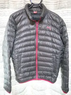PUMA インナーダウンジャケット グレー×ピンク M/プーマライトダウンコート
