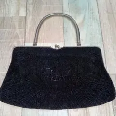 ビーズバッグ　和装バッグ　パーティーバッグ　ワンハンドル　がま口　ビーズ刺繍
