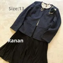 セレモニー　スカートセットアップLL ノーカラージャケット　シフォンプリーツ