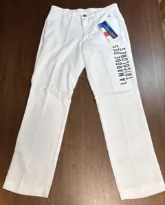 新品タグ付き　ルコックゴルフ　白　テイジン通気性ロングパンツ　メッシュ