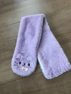 ウサギ顔付き紫フリースマフラー