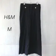 H&M　ワイドパンツ　ネイビー　M　金ボタン　ウエストゴム