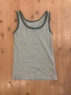 緑と白のストライプ タンクトップ F