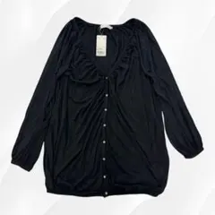 【新品タグ付】アースミュージック＆エコロジー Vネック ロングカーデ 黒