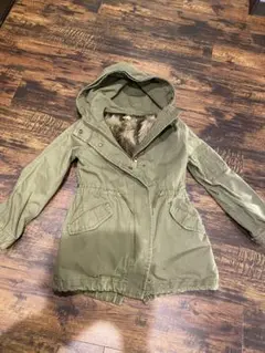 GAP カーキ　モッズコート　フード付きジャケット 120