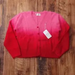 未使用 アンゴラ混 グラデーションニットカーディガン 46 XL PV5