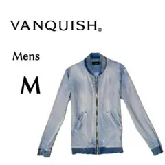 メンズ Mサイズ VANQUISH ノーカラーzipシャツ デニムカラーのサムネイル
