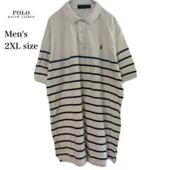 ポロラルフローレン 半袖 ポロシャツ メンズ 2XL ホワイト ボーダー