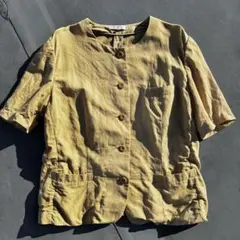 【希少 90s】VINTAGE BURBERRYS リネン混ノーカラージャケットのサムネイル