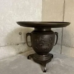 池坊 花器 銅製 薄端花器 唐銅 中光 紙箱入 華道具 池坊 御玄猪 金属工芸 伝統工芸品