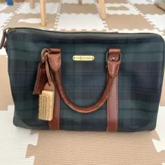 ポロラルフローレン　ボストンバッグ　レザー　チェック　ミニボストン