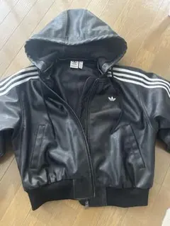 adidas フード付きレザージャケット XL 希少サイズ