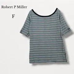アールピーミラー【F】マルチボーダー半袖Tシャツ バックオープン 袖刺繍のサムネイル