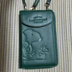 Snoopy and Woodstock スマホショルダーバッグ グリーンのサムネイル