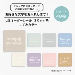 お好きな文字お入れします☺︎　セミオーダーシール　30ｍｍ角　くすみカラー