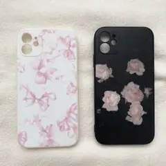 【新品未使用】iPhone11 ケース 2点セット リボン バラ ピンク