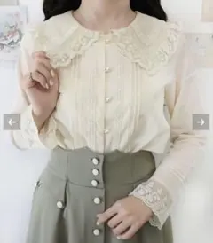 〔F i.n.t 〕レース刺繍 シアー ビッグカラーブラウスのサムネイル