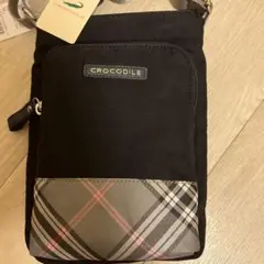 CROCODILE ショルダーバッグ 黒 チェック柄