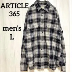 ARTICLE 365 チェックシャツ ネルシャツ L 紫 アーティクル365