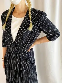 古着 70s USA ビンテージ アンティーク 水玉 ドレス ワンピース 美品