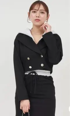 美品　ROYAL PARTY パーカーレイヤード風ジャケット