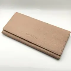ロンシャン ルフローネ 長財布 シボ革 フラップ 薄型 ピンク 極美品のサムネイル