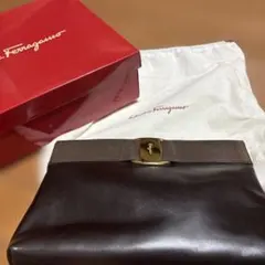 Ferragamo フェラガモ　ブラウンレザー クラッチ&ショルダー2wayのサムネイル