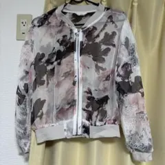 花柄透け感ジップアップジャケット F