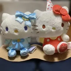 ハローキティ ぬいぐるみ 2体セットスノーレインボーとアニバーサリー