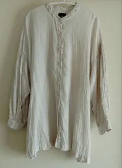 maison de soil 刺繍リネンブラウス 美品♪メゾンドソイル maison de soil ロゴ刺繍リネンブラウス