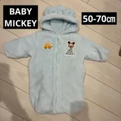 ベビー　ミッキー　ロンパース　もこもこ　防寒　フード付き　50 〜 70 ㎝
