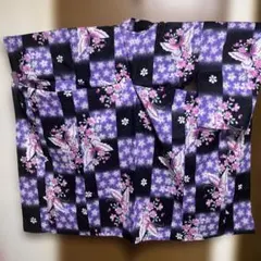 黒　紫　ピンク　華やかな蝶と桜の浴衣