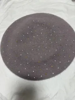 【美品】ZARA ザラ　ビジュー ベレー帽 グレージュ