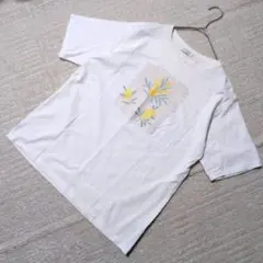 【美品】アフタヌーンティー ミモザ柄 Tシャツ M〜L ホワイトのサムネイル