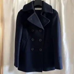 ウールダブルブレストピーコート ネイビー