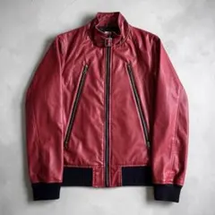 00s grunge 八の字ジップ フェイクレザー ライダース 赤 V系 y2k