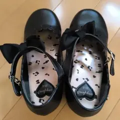 リボン付き黒フォーマルシューズ 20.0