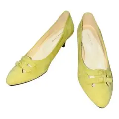 ジェリービーンズ スエード調ローヒールパンプス 24.0 ライトグリーン