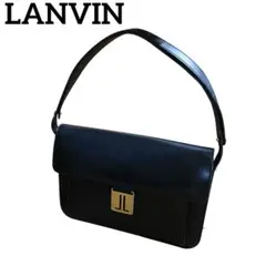LANVIN ランバン ヴィンテージ ハンドバッグ JLロゴ 金具 レザー 黒のサムネイル