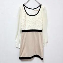 【即日発送】 Luxe Rose レース切替ワンピース M 配色 長袖のサムネイル