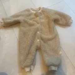 フリース ベージュロンパース ~95cm モコモコ