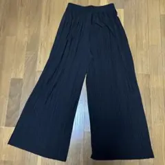 レディース　プリーツワイドパンツ　ブラック　Lサイズ