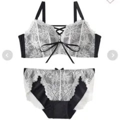 aimerfeel レースアップ ノンワイヤー 超盛ブラ ブラジャー&ショーツ