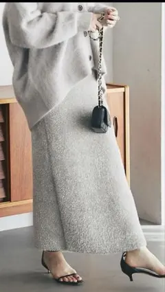 ラブティックボンボン♡ラメシャギーニットスカート　ライトグレー