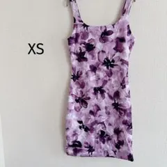 美品✨No Boundaries 【XS】紫の花柄 ノースリーブミニワンピース