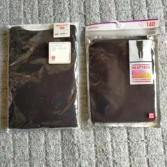 UNIQLO クルーネックT 100 タイツ 140 ブラックセット